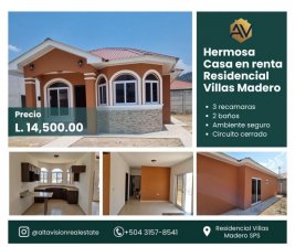 Casa en Alquiler en Residencial Villas Madero, San Pedro Sula, Cortes San Pedro Sula, Cortés
